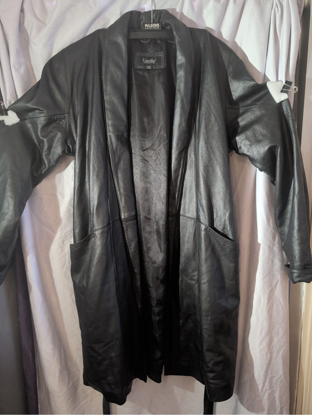 Excelled Leather Long Robe Coat 2xl